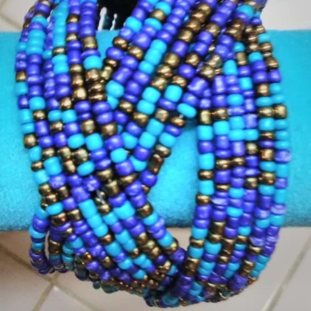 Blue and Gold Cuff Bracelet